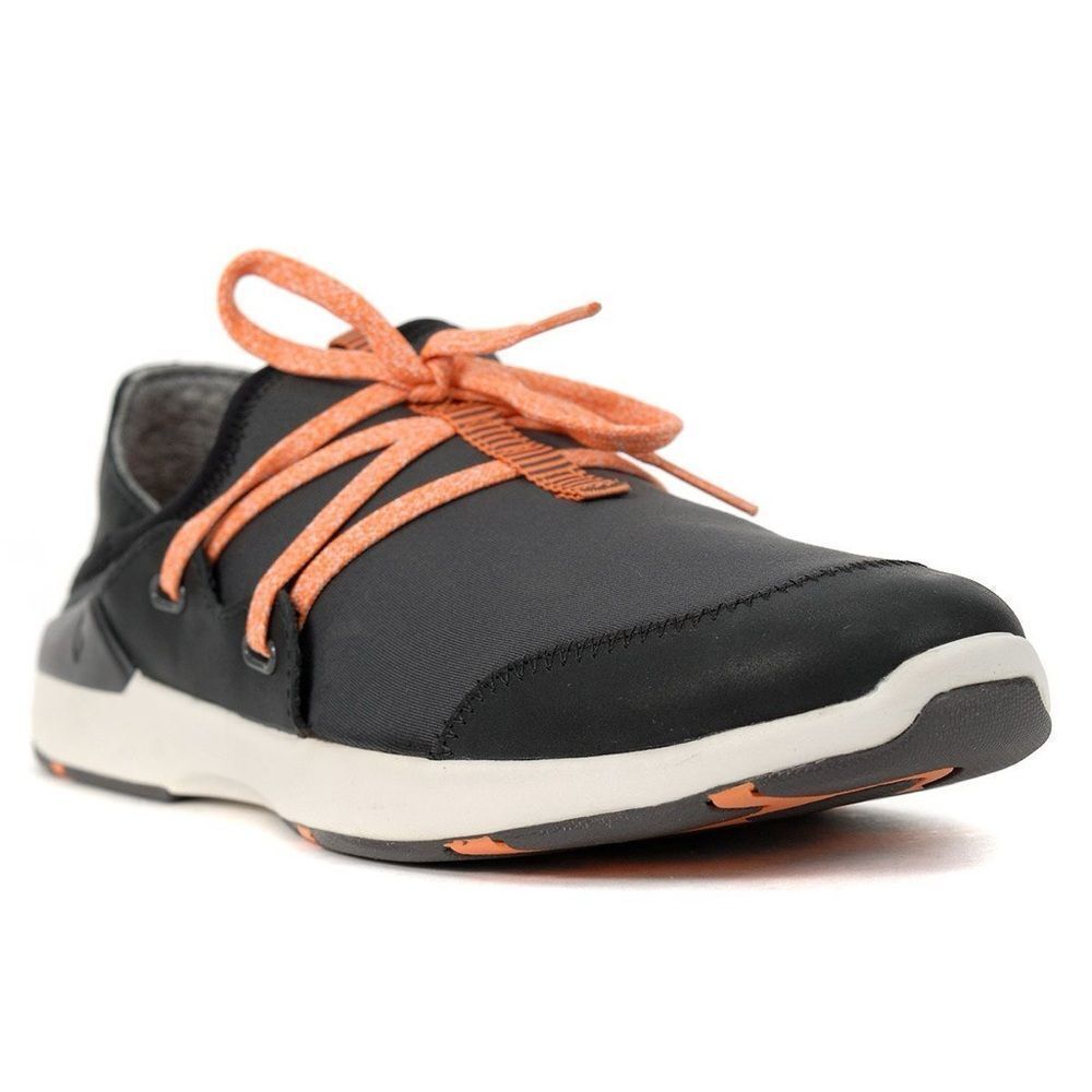 OluKai Women's Black Sneakers with Coral Laces